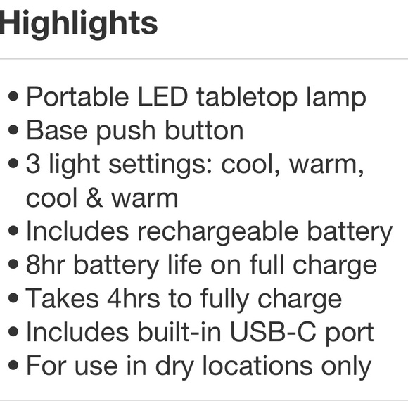 HEARTH & HAND NEW portable indoor/outdoor led tabletop lamp -brass - Picture 5 of 8